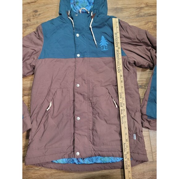 Poler Roamers & Seekers Men’s Jacket Small Blue Brown Hooded Camp Vibes Scout 2 - Picture 5 of 11